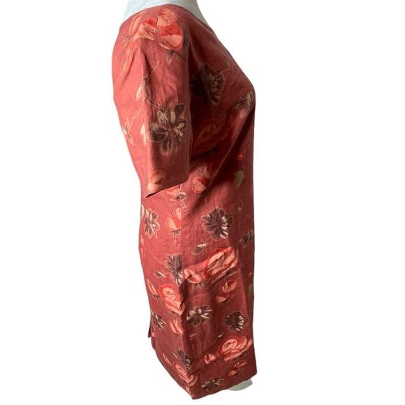 Vintage Coldwater Creek Linen Floral Dress Women V-neckline Mini A-Line Size 4 - Picture 5 of 11